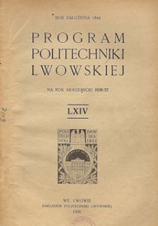 Program Politechniki Lwowskiej na rok akademicki 1936/37