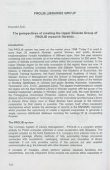 The perspectives of creating the Upper Silesian Group of PROLIB research libraries