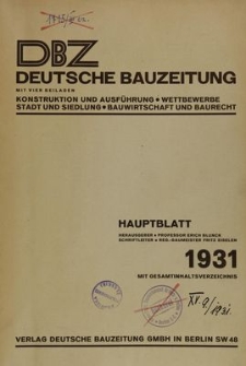 Deutsche Bauzeitung, Jg. 65, Inhaltsverzeichnis