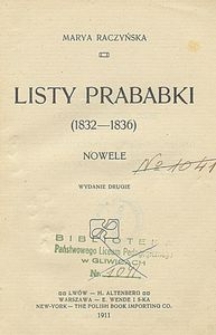 Listy prababki : 1832-1836 : Nowele
