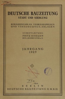 Deutsche Bauzeitung. Stadt und Siedlung, Jg. 63, Inhaltsverzeichnis