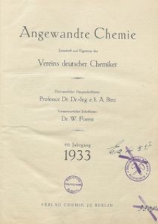 Angewandte Chemie, 1933, Jg. 46, Nr 21