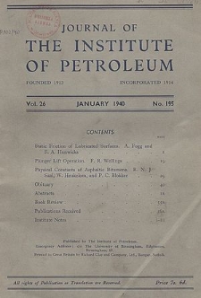 Journal of the Institute of Petroleum, Vol. 25, Subject index