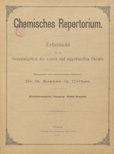 Chemisches Repertorium, Jg. 21, Inhalts-Verzeichniss