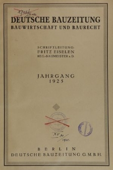 Deutsche Bauzeitung. Bauwirtschaft und Baurecht, Jg. 63, Inhaltsverzeichnis