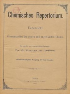Chemisches Repertorium, Jg. 22, Inhalts-Verzeichniss