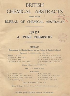 British Chemical Abstracts. A. Pure Chemistry, November