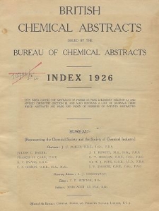 British Chemical Abstracts. Abstracts A and B. Index 1934, List of Patents Abstracted