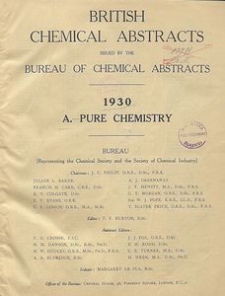British Chemical Abstracts. A. Pure Chemistry, August