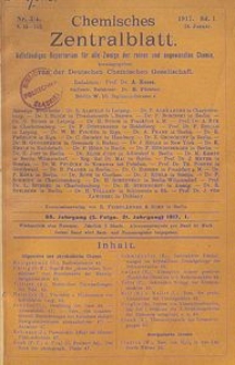 Chemisches Zentralblatt : vollständiges Repertorium für alle Zweige der reinen und angewandten Chemie, Jg. 88, Bd. 1, Nr. 3/4