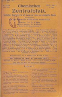 Chemisches Zentralblatt : vollständiges Repertorium für alle Zweige der reinen und angewandten Chemie, Jg. 88, Bd. 1, Nr. 13/14