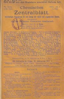 Chemisches Zentralblatt : vollständiges Repertorium für alle Zweige der reinen und angewandten Chemie, Jg. 88, Bd. 1, Nr. 23/24