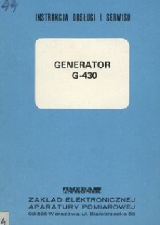 Generator typu G-430 : instrukcja obsługi i serwisu