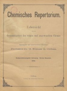 Chemisches Repertorium, Jg. 26, Inhalts-Verzeichniss