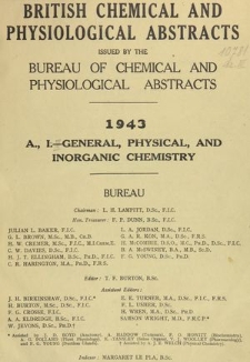 British Chemical and Physiological Abstracts. A. Pure Chemistry and Physiology. I. General, Physical, and Inorganic Chemistry, October