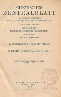 Chemisches Zentralblatt : vollständiges Repertorium für alle Zweige der reinen und angewandten Chemie, Jg. 95, Bd.1, Nr.1