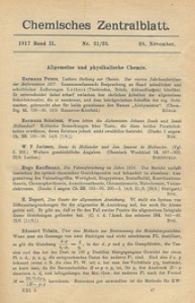 Chemisches Zentralblatt : vollständiges Repertorium für alle Zweige der reinen und angewandten Chemie, Jg. 88, Bd. 2, Nr. 21/22