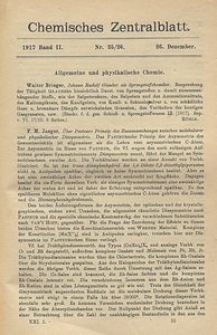 Chemisches Zentralblatt : vollständiges Repertorium für alle Zweige der reinen und angewandten Chemie, Jg. 88, Bd. 2, Nr. 25/26