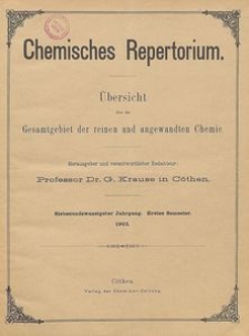 Chemisches Repertorium, Jg. 27, Inhalts-Verzeichniss