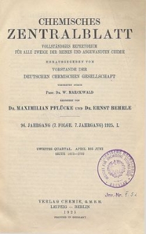 Chemisches Zentralblatt : vollständiges Repertorium für alle Zweige der reinen und angewandten Chemie, Jg. 96, Bd. 1, Nr. 2