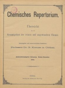Chemisches Repertorium, Jg. 28, Inhalts-Verzeichniss