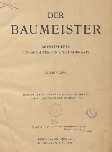 Der Baumeister, Jg. 20, Inhalt