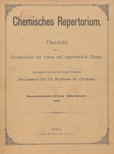 Chemisches Repertorium, Jg. 29, Inhaltsverzeichnis