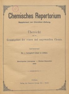 Chemisches Repertorium, Jg. 30, Inhaltsverzeichnis