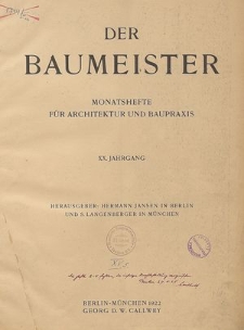 Der Baumeister, Jg. 26, Inhalts-Verzeichnis