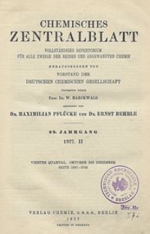 Chemisches Zentralblatt : vollständiges Repertorium für alle Zweige der reinen und angewandten Chemie, Jg. 98, Bd. 2, Nr. 15