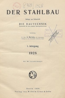 Der Stahlbau : Beilage zur Zeitschrift die Bautechnik, Jg. 6, Heft 20