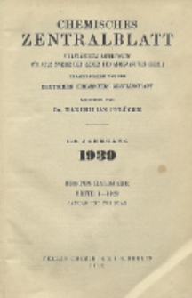 Chemisches Zentralblatt : vollständiges Repertorium für alle Zweige der reinen und angewandten Chemie, Jg. 110, Hb. 1, Nr. 1