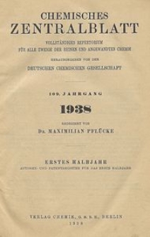 Chemisches Zentralblatt : vollständiges Repertorium für alle Zweige der reinen und angewandten Chemie, Jg. 109, Hb. 1, Patentnummern