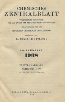 Chemisches Zentralblatt : vollständiges Repertorium für alle Zweige der reinen und angewandten Chemie, Jg. 109, Hb. 2, Nr. 18