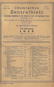 Chemisches Zentralblatt : vollständiges Repertorium für alle Zweige der reinen und angewandten Chemie, Jg. 114, Hb. 1, Nr. 1