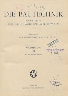 Die Bautechnik, Jg. 8, Heft 11