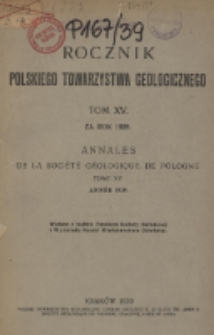 Rocznik Polskiego Towarzystwa Geologicznego, Tom 15 za rok 1939