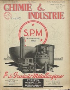 Chimie et Industrie. Vol 11. Nr 4
