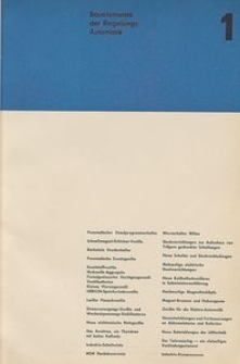 Automatik Katalog 1961/62. Bauelemente der Regelungs-Automatik. Nr 1