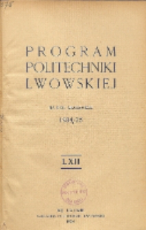 Program Politechniki Lwowskiej na rok akademicki 1934/35