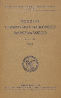 Rocznik Towarzystwa Naukowego Warszawskiego. Rok XL 1947