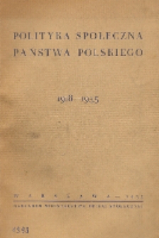 Polityka społeczna Państwa Polskiego : 1918-1935