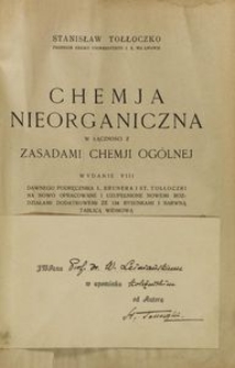 Chemja nieorganiczna w łączności z zasadami chemji ogólnej