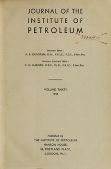 Journal of the Institute of Petroleum, Vol. 30, Knock-rating of motor fuel IP motor method