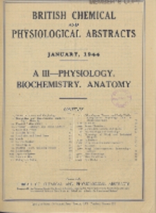 British Chemical and Physiological Abstracts. A. Pure Chemistry and Physiology. III. Physiology and Biochemistry (including Anatomy), January