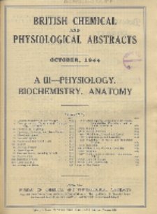 British Chemical and Physiological Abstracts. A. Pure Chemistry and Physiology. III. Physiology and Biochemistry (including Anatomy), October