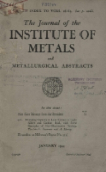 The Journal of the Institute of Metals and Metallurgical Abstracts, January 1944