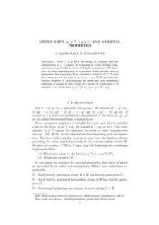 Group laws [x, y -1] identical to u(x, y) and varietal properties