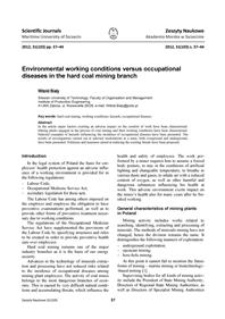 Environmental working conditions versus occupational diseases in the hard coal mining branch