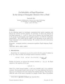 On Solvability of Engel Equations In the Group of Triangular Matrices Over a Field